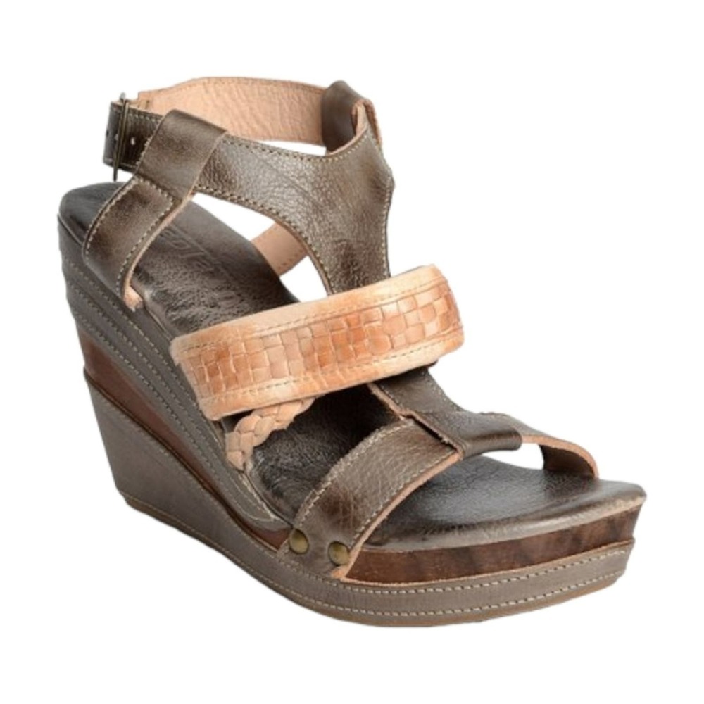 Bed Stu Women's Brown and Tan Wedge Sandals Size 6.5